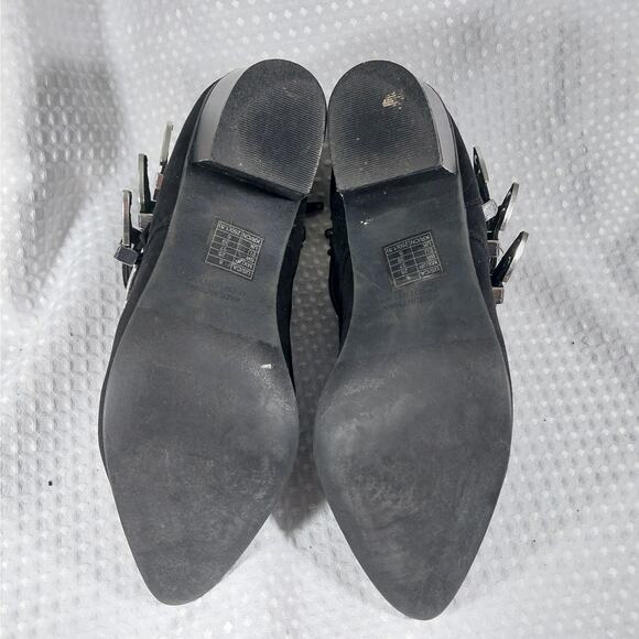 FOREVER 21! LUXE BLACK VEGAN SUEDE LEATHER TRIPLE BUCKLE ZIPPER BOOTS! SZ 8M - Picture 9 of 12